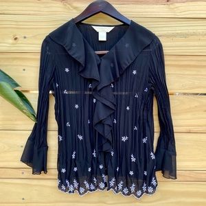 3 for $10 | Ruffled V Neck Crinkled Long Sleeve Blouse MP